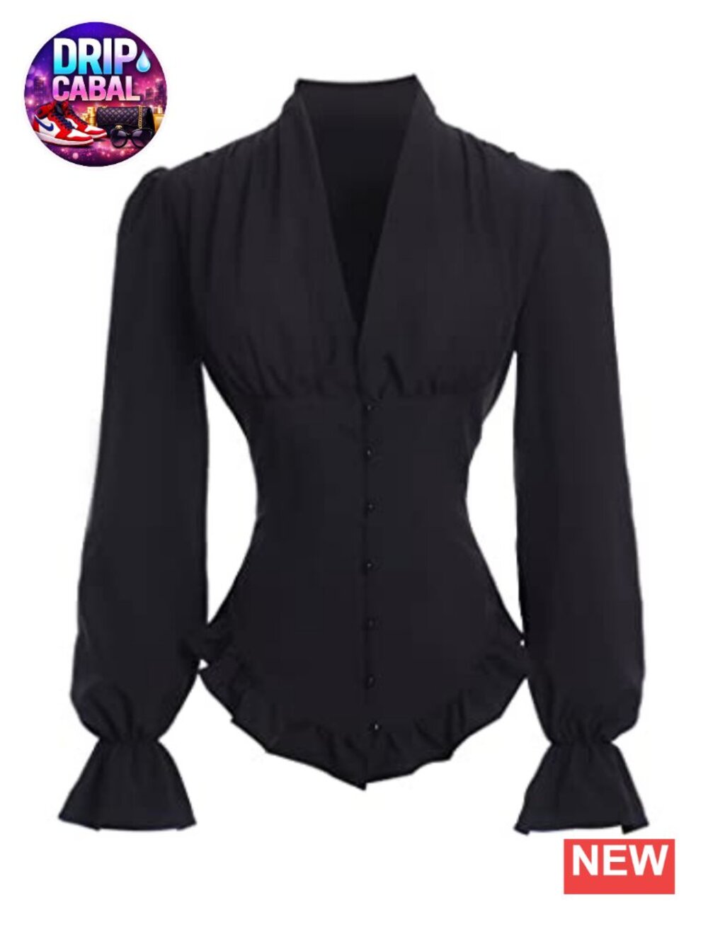Victorian Blouse Womens Vintage Ruffle Long Sleeve Chiffon Shirt Top